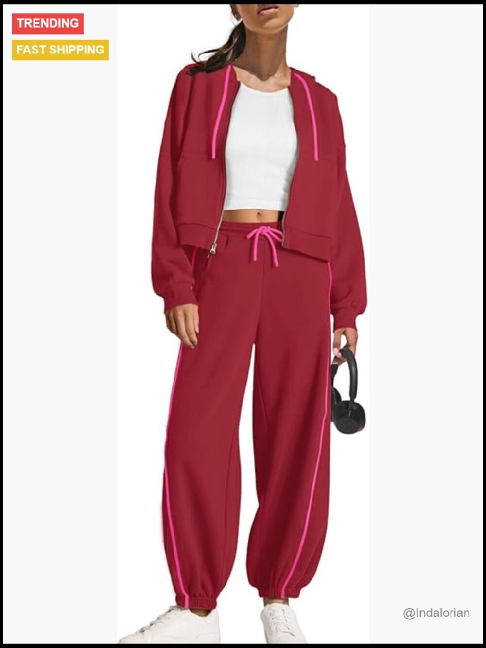 Cotton Blend Zip Up Hoodie And Barrel Sweatpants 2 Piece Lounge Set
